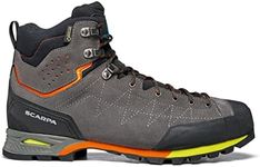 SCARPA Men's Zodiac Plus GTX Waterproof Gore-Tex Boots for Backpacking and Hiking - Shark/Orange - 9.5-10