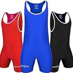 Jayefo Sports Men’s Wrestling Singlet Pro Wrestle Gear Uniform for Men Adult, Blue, Large