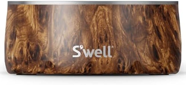 S'well Stainless Steel Dog Bowl - for Small to Medium Size Dogs - 16oz, Teakwood - Non-Slip and No-Spill Design with Rubber Bottom, and Dishwasher Safe - BPA-Free Pet Bowl for Food and Water