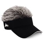 Flair Hair Women's Sun Visor Cap with Fake Hair, Grey, Black, One Size