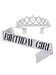 YouBella Jewellery Stylish Birthday Sash and Crown - Pack of 2 Pcs | Birthday Girl Crown | Birthday Gifts for Best Friend/Sister (YBHAIR_41725) (Silver)