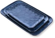 vicrays Ceramic Rectangle Serving Platters - 14" 12" 10" Porcelain Serving Trays Plates for Party BBQ Appetizers Sushi Dessert - Microwave Oven and Dishwasher Safe - Set of 3 Blue