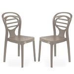 Oaknest Unboxing Furniture Supreme Oak Plastic Chair | Armless Chair For Dining Room | Bearing Capacity 120 Kgs | 6 Months Warranty (Champagne)| Set Of 2 Chairs