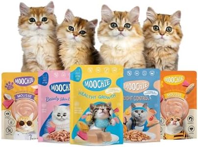 PETS EMPIRE Moochie Tasty Wet Cat Food, Grain Free Cats Gravy Meal, No Artificial Flavours Kitten Food, Non-Vegetarian Cat Foods Pouch, All Flavours Mix for Adults & Kittens (85 g Pack X 5)