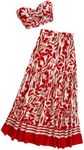 SOLY HUX Women's Boho 2 Piece Outfits Floral Print Colorful Tube Top and Ruffle Hem Maxi Skirt Set Red Floral Medium