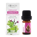 Essences Bulgaria Organic Zdravets Essential Oil 1/6 Fl Oz | 5ml | Geranium macrorrhizum | 100% Pure and Natural | Undiluted | Therapeutic Grade | Family Owned Farm | Steam-Distilled | Non-GMO | Vegan