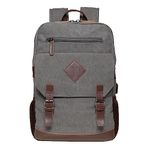 KAUKKO Canvas Leisure Backpack for Men and Women, Vintage Hiking Backpack with 14 Inch Laptop Compartment, Grey [kf19], Retro