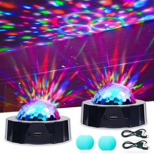 Bonlux Disco Lights for Parties Multi Colour Mini Ball Light Portable LED Home Sound Activated DJ, 2-Pack USB Rechargeable Kids, Car, , Party, Bar, Christmas