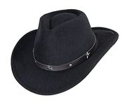 Cowboy Hat for Boys Girls Western Felt Fedora Hat for Kids 4-8 Years, Black-star Buckle Belt, 4-8 Years