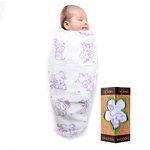 Kaarpas Newborn Baby Girl's Infant Boy's Super Soft Premium Pure Organic Cotton Comfortable Muslin Swaddle Receiving Blankets Wrapper Cloth Towel Stroller Cover Elephant Pack of 1 Purple 92x92 CM