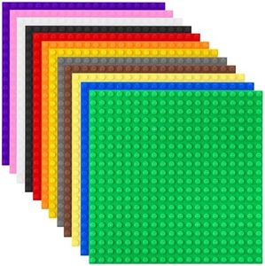 Best Blocks - Lot de 12 plaques de Base empilables - pour Construction - Compatible avec Toutes Les Grandes Marques - à partir de 4 Ans - Couleurs Arc-en-Ciel - 25,5 x 25,5 cm