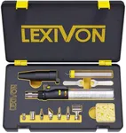 LEXIVON Butane Soldering Iron Multi-Purpose Kit | Cordless Self-Igniting Adjustable Flame 7-Tip Set | Pro Grade Equivalent (LX-770)