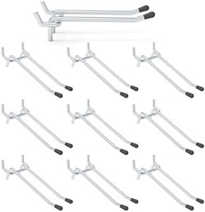 HUHOLE Double Arm Pegboard Hooks 6 Inch 10PC, Fit 1/4" Pegboard, Ideal Peg Board Tool Utility Hooks for Garage Organization, Wall Storage, Heavy Duty Tool Holder with Protecting Tip