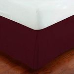 Queen Size Luxury Tailored Bed Skirt 14" Drop Pleated Styling Dust Ruffled Solid Burgundy New