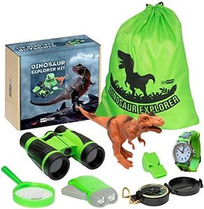 Dinosaur Kids Explorer Kit - Binoculars, Flashlight, Watch, Magnifying Glass, Carry Bag, Compass, Whistle, Dinosaur Toys - Dino Toy Adventure Set - Kid's Gifts - Perfect for Outdoor Play and Camping