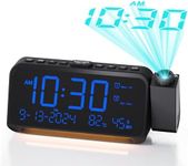 Roxicosly Projection Alarm Clock for Bedroom | Projects Time on Wall Ceiling | Ultra Clear Large Numbers for Poor Eyesight | No Blurry Image, Easy to Read Dimmable Display | Rotatable Projector