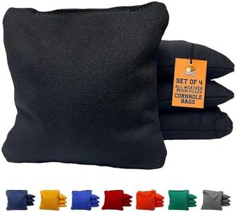 Cornhole365 All Weather Cornhole Bags - 6"x6" Premium Plastic Pellet Resin-Filled, Weather-Resistant, Solid Color Duck Cloth Cornhole Bean Bags - Professional Cornhole Bags Set of 4 (Storm Black)