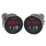 DROK Car Thermometer, 2pcs Digital Voltage 10-170 Deg F Temperature Monitor Tester Meter LED Display Volt Fahrenheit Temp Multimeter Car Automotive Motorcycle Battery Voltmeter Thermometer Detector