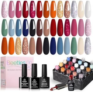 Beetles 20 Pcs Gel Nail Polish Kit- Glowing Attraction Collection Fall Winter Orange Burgundy Red Purple Gel Polish Set Gray Blue Green Soak Off Nail Lamp Base Top Coat Valentine's Day Gifts for Women
