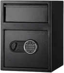 Depository Safe Digital Depository Safe Box, Electronic Steel Safe with Keypad, Locking Drop Box with Slot, Metal Lock Box with Two Emergency Keys for Your Valuables