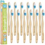 BAMBOOGALOO Pack of 12 Organic Adult Bamboo Toothbrushes- Premium UK Brand. Wooden Toothbrush with Sustainable Plastic-Free Packaging, Beautifully Crafted Toothbrush, Ocean Edition