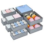 DIMJ Drawer Organizers Clothes Dresser Organizers - Drawer Divider Wardrobe Clothe Organizer Bra Organizer Foldable Underwear Organizer Multifunctional Drawers for Storage, Bra,Sock,Tie (12Pack-Grey)