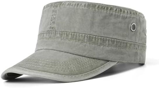 meioro Washed Cotton Military Caps Unisex Adjustable Cadet Army Cap Classic Vintage Captain Hat Flat Top Cap （Khaki）