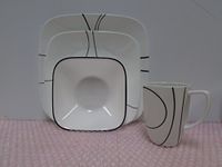 Corelle Simple Lines Square 16pc Dinner Set