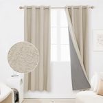 Deconovo Full Blackout Curtains Bedroom Thermal Insulated Energy Efficiency Eyelet Blackout Curtains with Coating Back Layer 52 x 72 Inch Linen 1 Pair