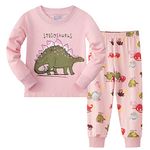 Girls Pyjamas Set Cotton Dinosaur Pjs Long Sleeve 2 Piece Outfit Pajamas Children Christmas Clothes for Kids 3-8 Years Pink