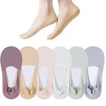 6 Pairs No Show Socks, Women Low Cut Liner Socks Thin Non Slip Grip Socks Breathable Invisible Hidden Ankle Socks