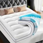 Premium Dual Layer 3 Inch Memory Foam Mattress Topper, 2 Inch Gel Memory Foam and 1 Inch Pillow Top Mattress Pad Cover for Back Pain, Soft Comfort Support(Queen Size 60" x 80")