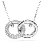 Swarovski Dextera Pendant Necklace, White Pavé Crystals Interlocked with a Rhodium Plated Ring on a Rhodium Plated Chain, from the Dextera Collection