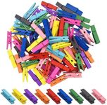 Colorful Natural Wooden Small Clips,100 Pcs Clothespins Photo Clips for Peg Paper, Photo, Clothes or Decoration