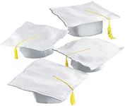 Fun Express Kids Graduation Cap White Felt Mortarboard Hats with Tassel 36 Pack Bulk - Kindergarten Preschool Pre-K Grad Caps for Children | Perfect for Young Graduate Ceremony Supplies & Photo Props