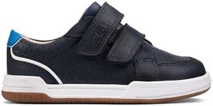 Clarks Boy's Fawn Solo T Sneaker, Navy Leather, 6 UK Child