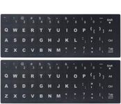 Jesra® 2PCS Universal English Keyboard Stickers, Matte Replacement Keyboard Stickers English with White Font on Black Background for Desktops & Laptops, Keyboard English Alphabet Stickers