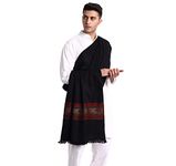 Zamour Lohi Shawl for Men, Warm Woven Himachal Mens Woolen Shawls Wrap for Winter (Black)