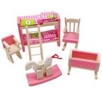 Wooden Doll House Furniture Doll House Building Blocks Mini Dollhouse for Kids Childs Gifts Family Doll House (Bunk bed)