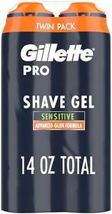 Gillette PRO Shaving Gel For Men Cools To Soothe Skin And Hydrates Facial Hair, TWIN PACK - Total 14oz, ProGlide Sensitive 2 in 1 Shave Gel