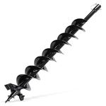 BISupply Auger Drill Bit - 4 x 30 Inch Garden Auger Spiral Drill Bit Black Steel Garden Auger Spiral Drill Bit Tool