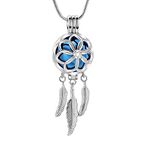 Cremation Jewelry Dream Net Urn Pendant Necklace with Hollow Urn Cremation Jewelry for Ashes Dream Catcher Shape, Metal, stainless-steel