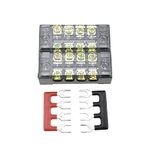 Hahiyo Dual Row Screw Terminal Strip Blocks 54mm Length Insulated Fork 600V 15A 4Positions Wire Cover Connector Keep Wire Neat Tidy Safe Clearly Visible Mount in Place for Electrical with Strip 2sets