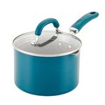 Rachael Ray 12020 Create Delicious Nonstick Sauce Pan/Saucepan with Straining and Lid, 3 Quart - Teal Shimmer