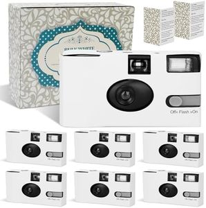 6 Pack Disposable Cameras for Wedding Bulk, 35mm White Single-Use Film Cameras with Flash, One Time Cameras for Birthday Party Baby Shower Gathering Wedding Travel, lSO 400 Film,17 Exposures