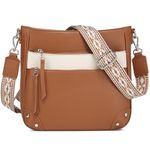 Leather Crossbody Bags for Women - MYHOZEE Women's Crossbody Purses With Wide Shoulder Strap Zipped Pockets Bag