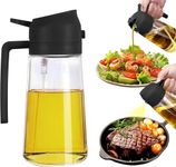 Vasukie 500ML Oil Sprayer for Cooking, 2 in 1 Olive Oil Dispenser Bottle, Glass Oil Spray Bottle with Handle, Fine Mist & Pour, for Air Fryer, Salad, BBQ, Roasting & Kitchen (2 in 1 Oil Bottle)