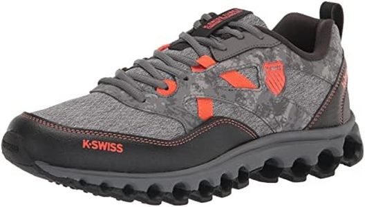 K-Swiss Men's Tubes 200 Trail Running Shoe, Steel Gray/Jet Black/Red Orange, 8