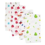 COCOSHELL 6 Layer Muslin Cotton Premium Burping Towels (50 cm x 25 cm) for Newborn Baby, Extra Soft, Reusable Napkin for Infant Toddlers (Pack of 4) Vibrant Prints (Print May Vary)