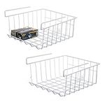 Lonian Stackable Hanging Basket, 2-Pack Under Shelf Hanging Metal Wire Storage Basket for Kitchen, Office, Pantry, Bathroom, Cabinet